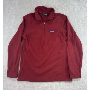 Patagonia Micro D 1/4 Zip Fleece Pullover Mens M Red Burgundy Outdoor Hiking